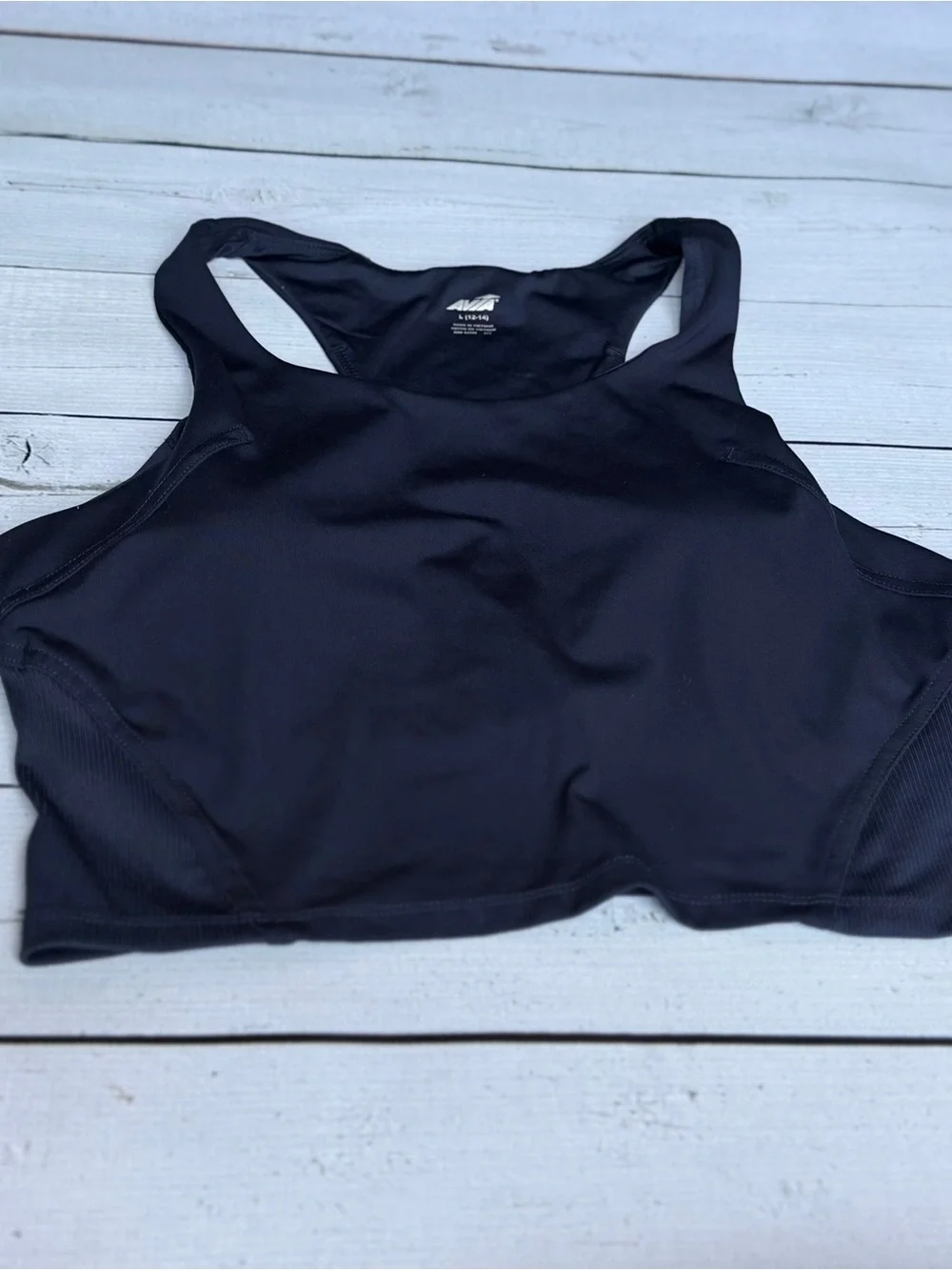 Avia Black High-Neck Racerback Performance Sports Bra